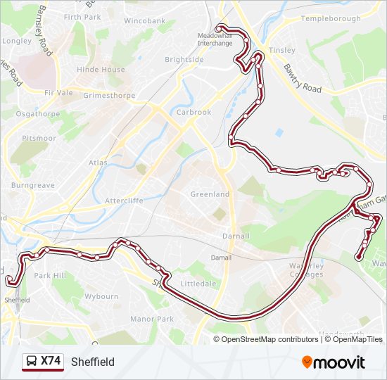 X74 Bus Line Map