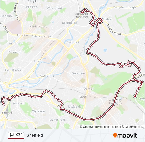 X74 Bus Line Map