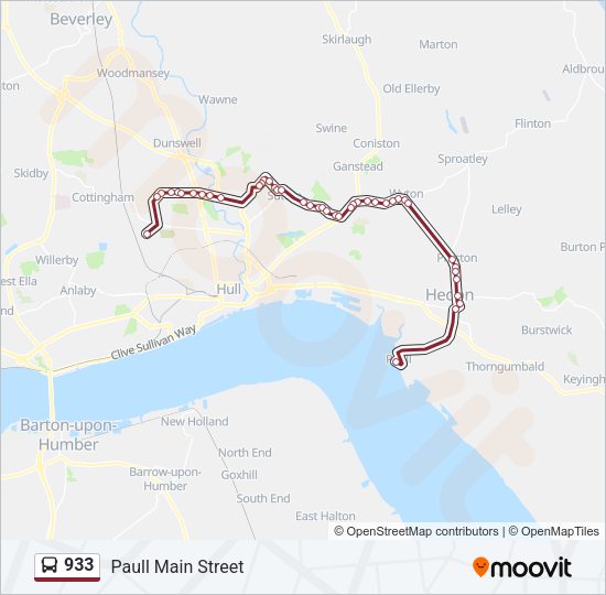 933 bus Line Map