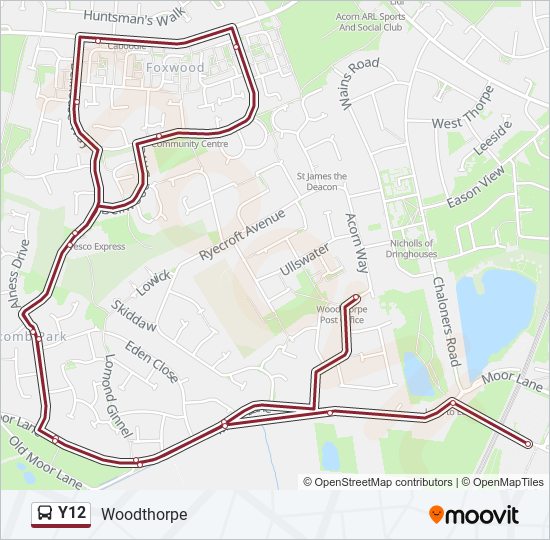 y12 Route: Schedules, Stops & Maps - Woodthorpe (Updated)