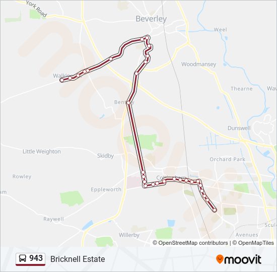 943 bus Line Map