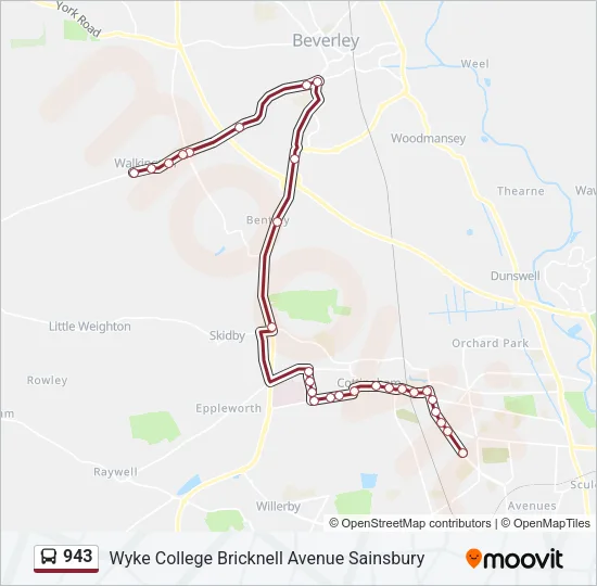 943 Bus Line Map