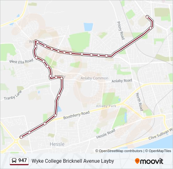 947 Bus Line Map