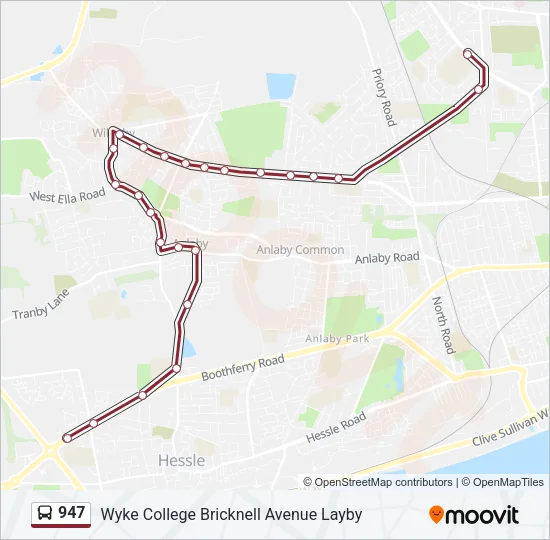 947 Bus Line Map