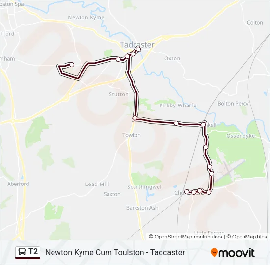 T2 Bus Line Map