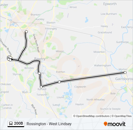 200B Bus Line Map