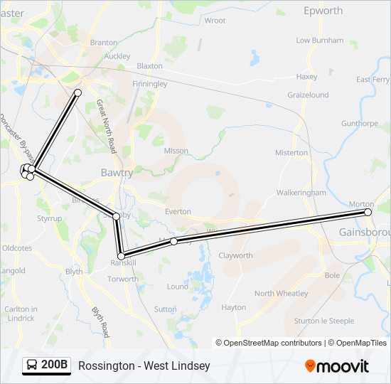200B Bus Line Map