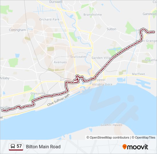 57 Bus Line Map