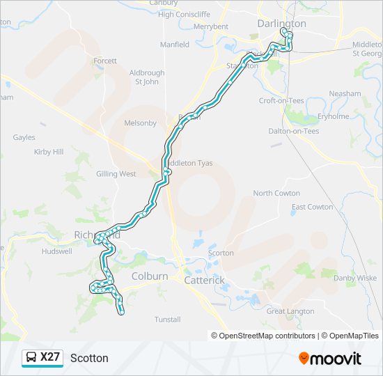 X27 Bus Line Map
