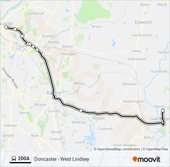 200A Bus Line Map