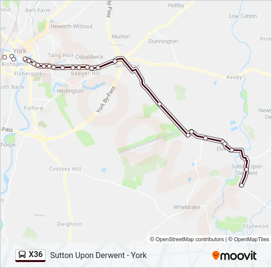 X36 Bus Line Map