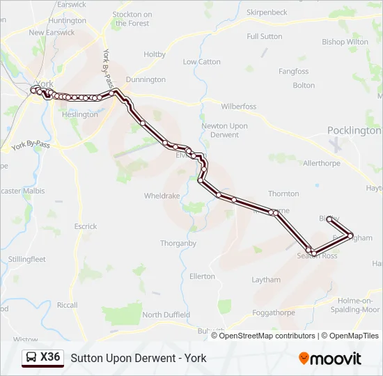 X36 Bus Line Map