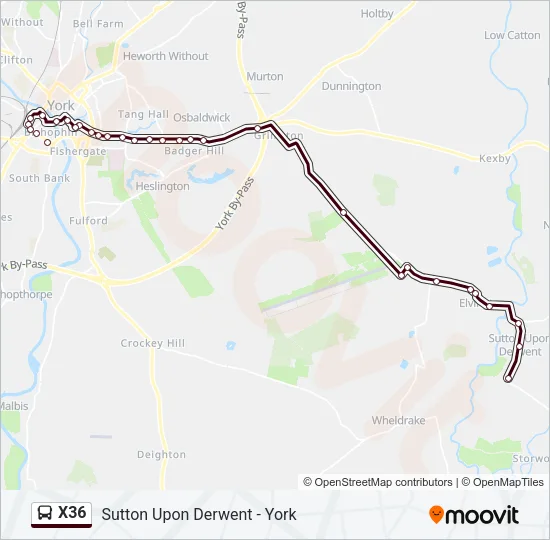 X36 Bus Line Map