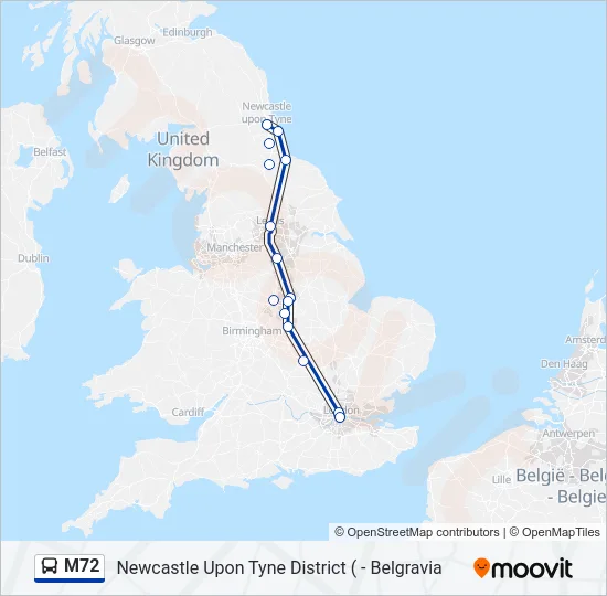 M72 Bus Line Map