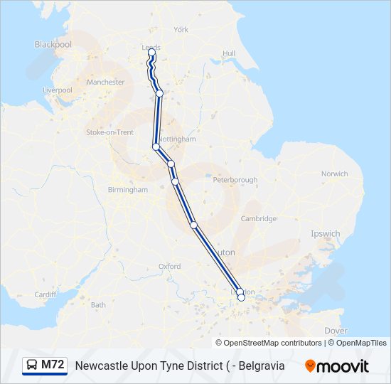 M72 Bus Line Map