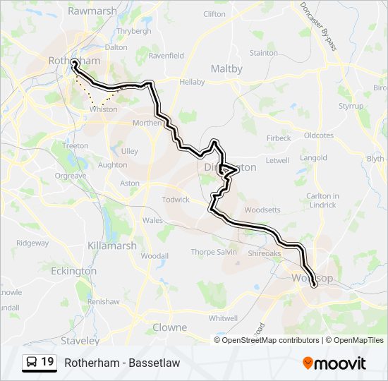 19 Route: Schedules, Stops & Maps - Rotherham Town Centre (Updated)