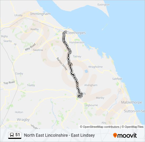 51 Route: Schedules, Stops & Maps - Louth (Updated)