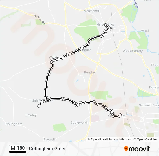 180 Route: Schedules, Stops & Maps - Cottingham Green (Updated)