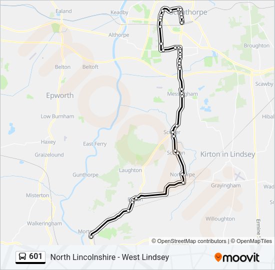 601 Bus Line Map