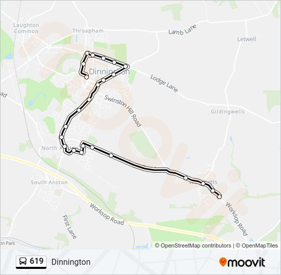 619 Route Schedules, Stops & Maps Dinnington (Updated)