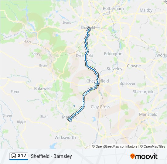 X17 Bus Line Map