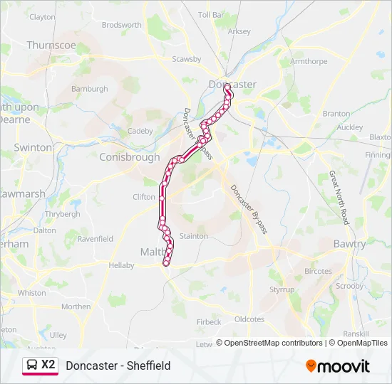 X2 Bus Line Map