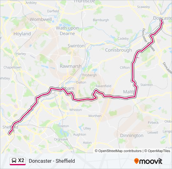 X2 Bus Line Map