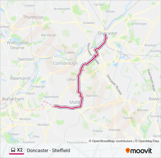 X2 Bus Line Map