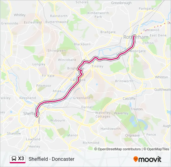 X3 Bus Line Map
