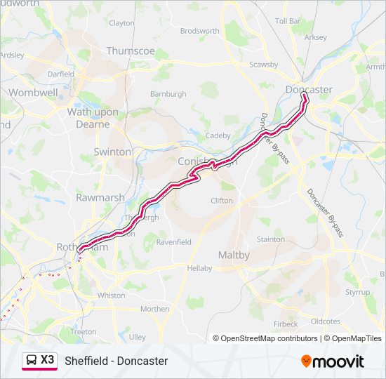 X3 Bus Line Map