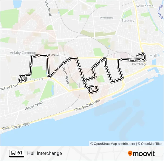61 Route: Schedules, Stops & Maps - Hull Interchange (Updated)
