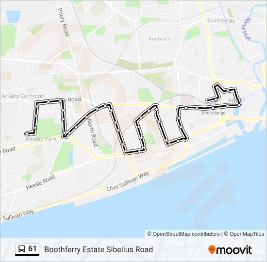 61 Bus Line Map