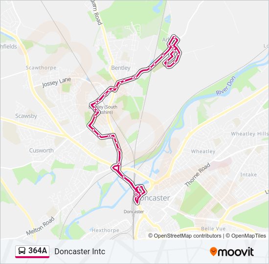 364A Bus Line Map