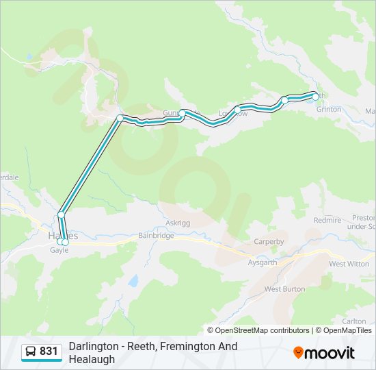 831 bus Line Map