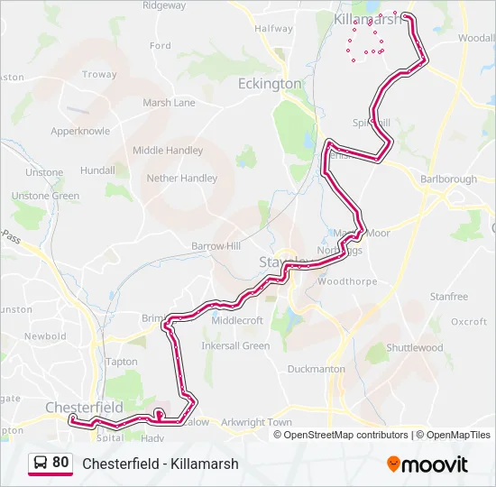 80 Bus Line Map