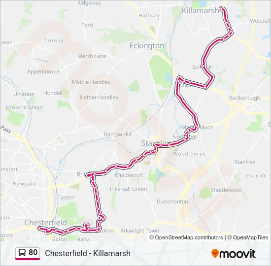 80 Bus Line Map
