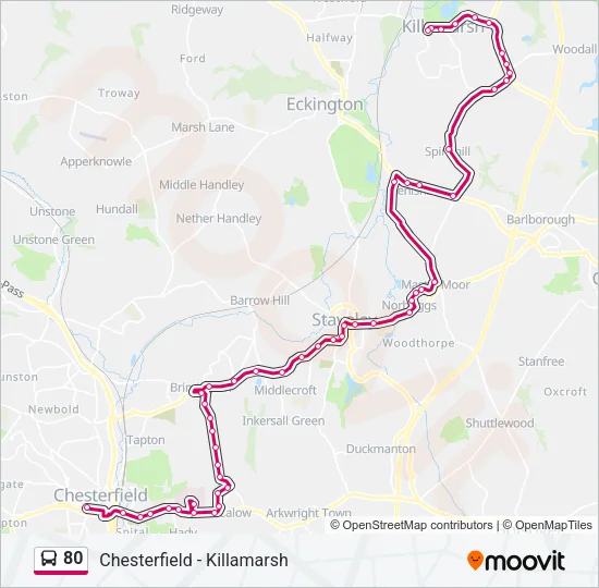 80 Bus Line Map