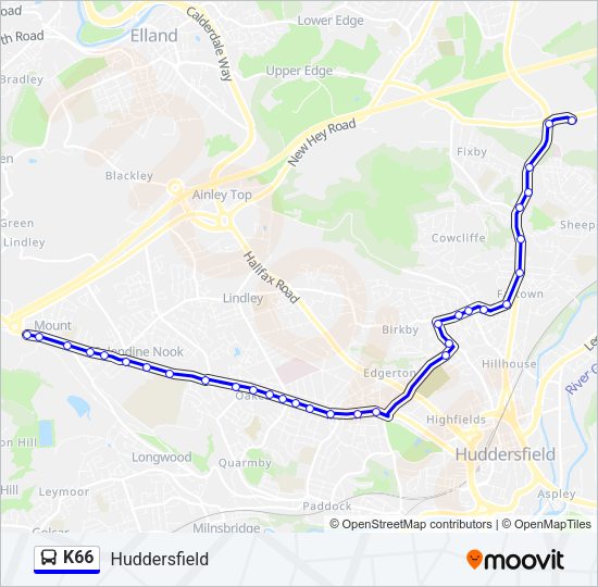 K66 Bus Line Map