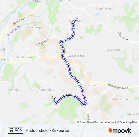 K86 Bus Line Map