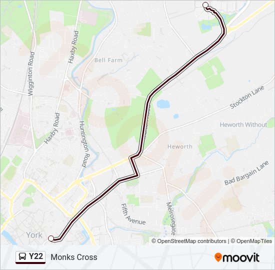 Y22 bus Line Map