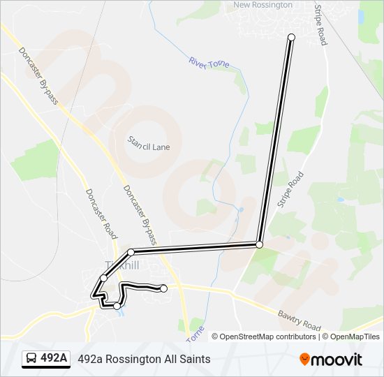 492A Bus Line Map