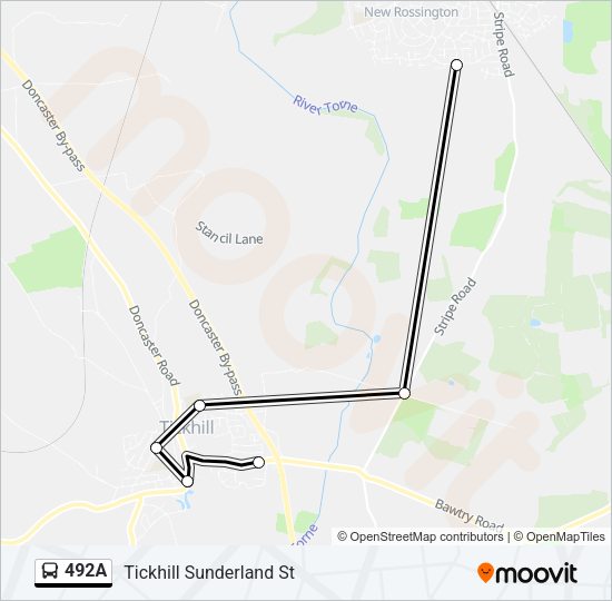 492A Bus Line Map