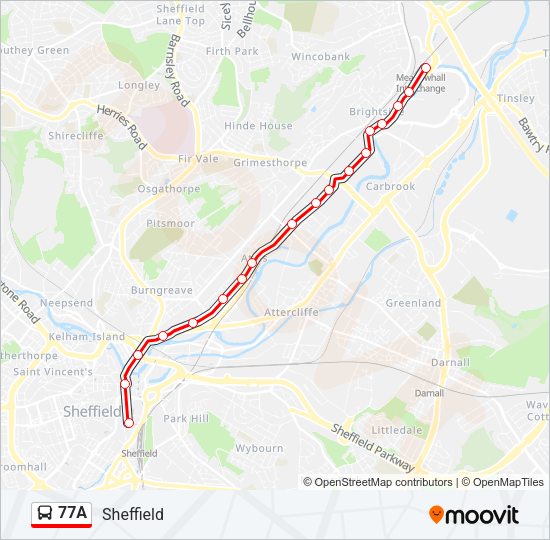 77A bus Line Map