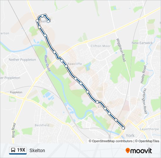 19X bus Line Map