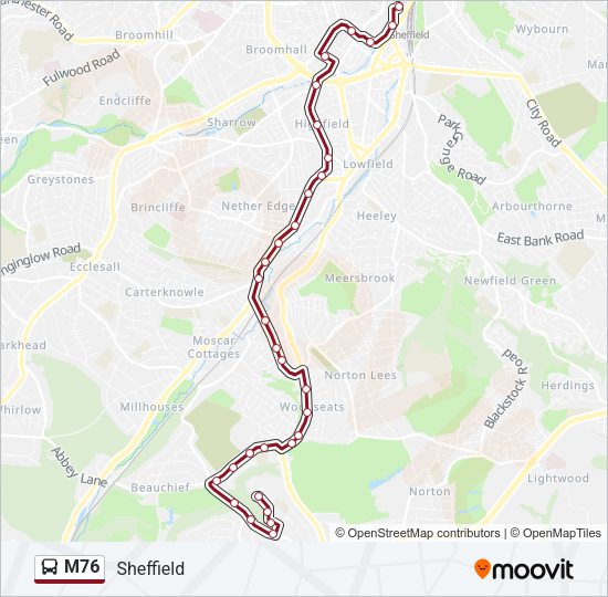 M76 Bus Line Map