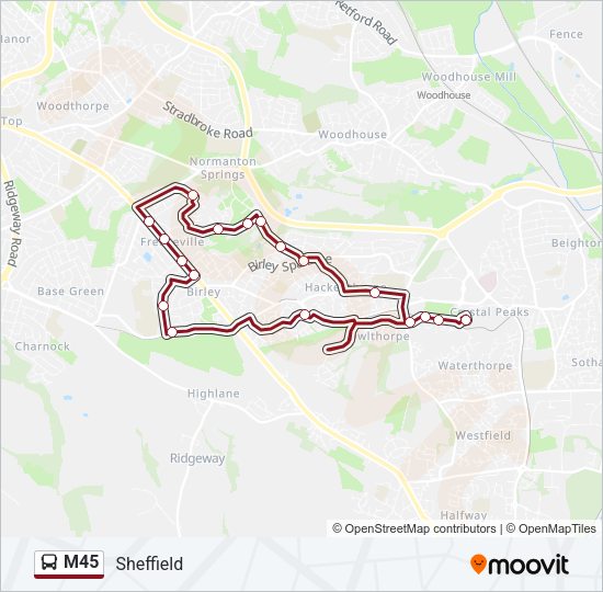 M45 Bus Line Map