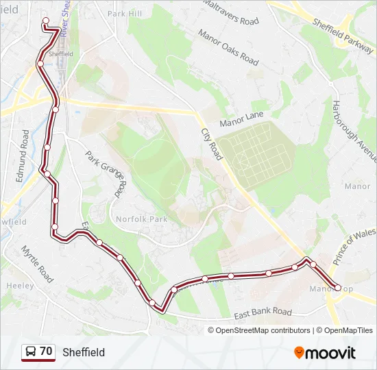 70 Bus Line Map