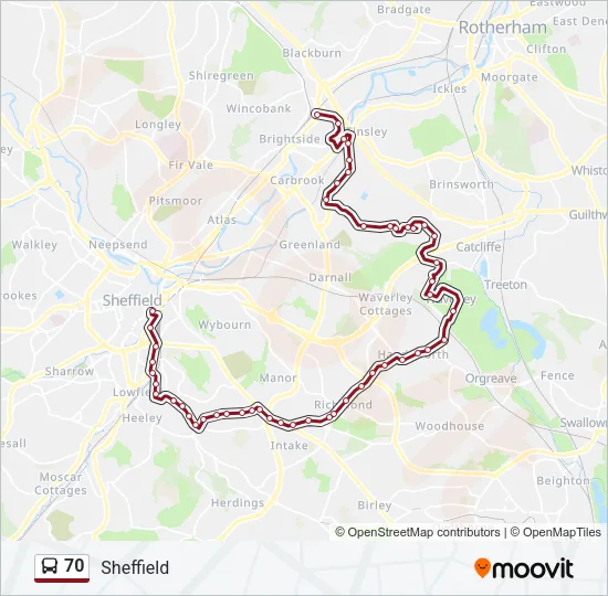 70 Bus Line Map