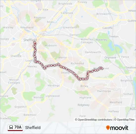 70A Bus Line Map