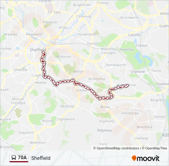 70A Bus Line Map